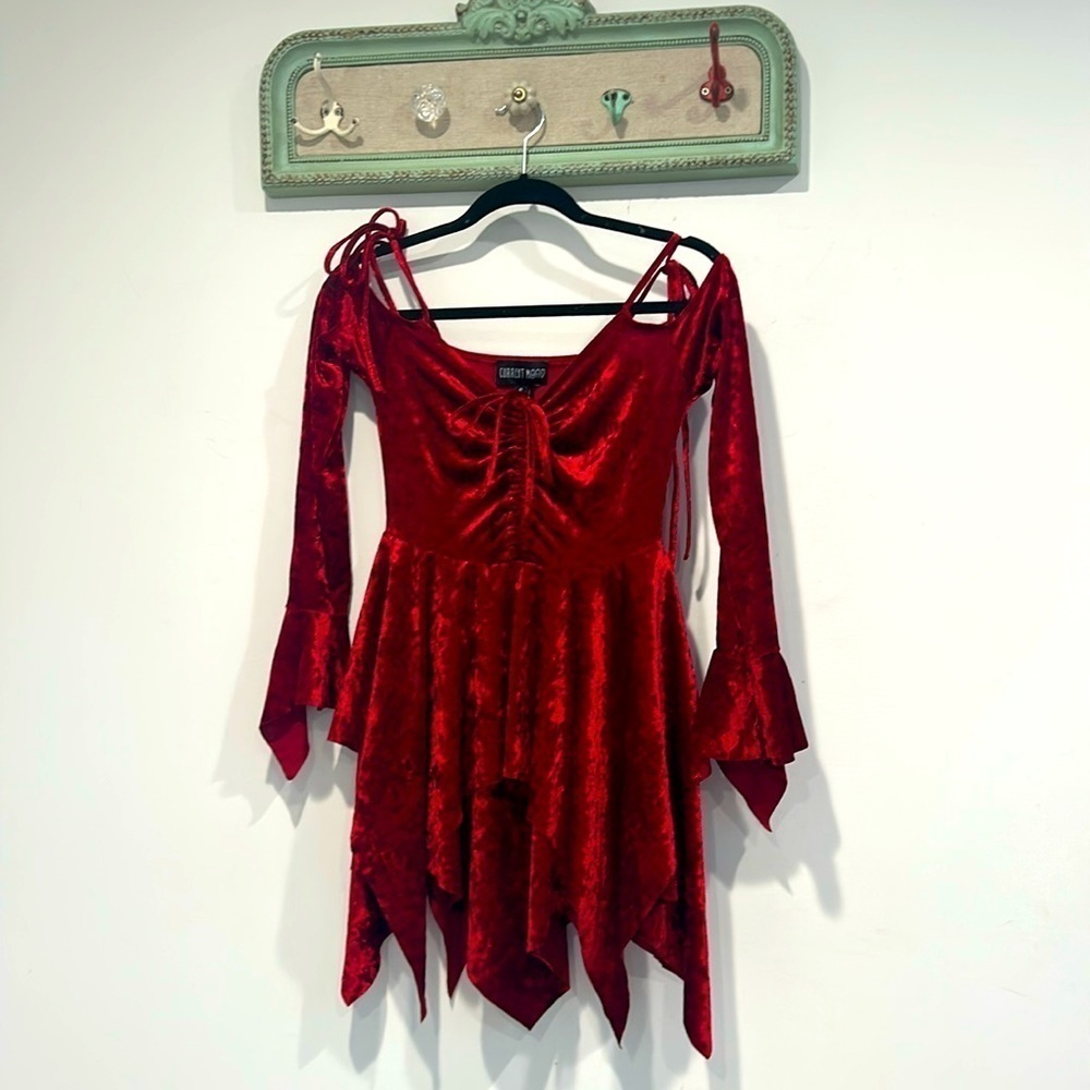 Current Mood Gothic Red Velvet Vamp Fairy Dress Mini women size small new w tag
